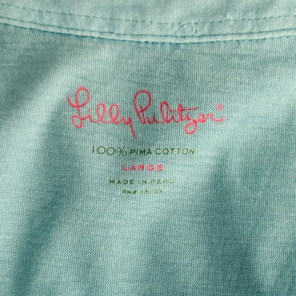 Lilly Pulitzer Ruffle Scoop Neck Sleeveless Top Size Large Pima Cotton Blue - Picture 6 of 8